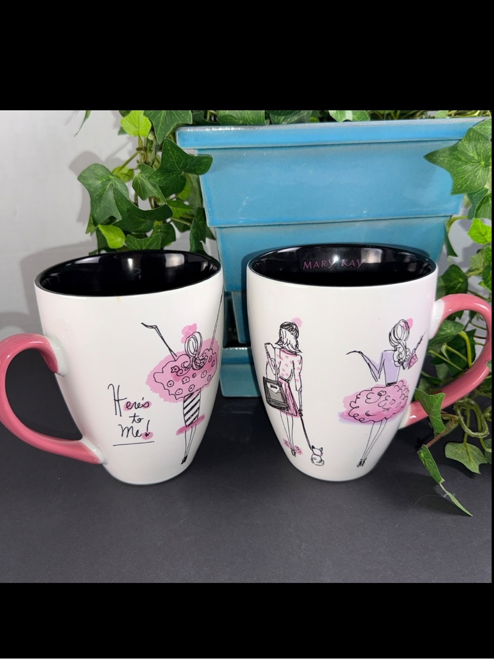 2 Mary Kay Seminar Fashion Here’s To Me 20oz Coffee Tea Mug Cup Pink Pair Set